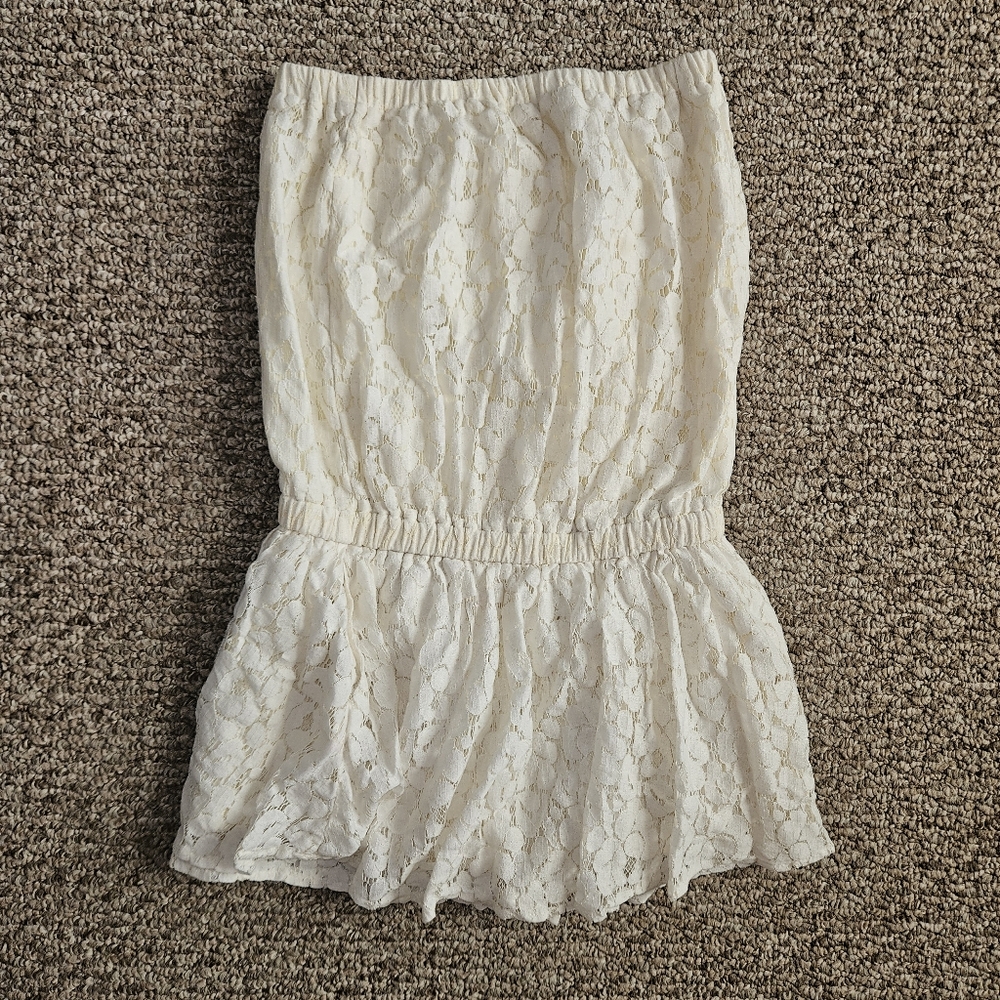 Womens Lace Strapless Tube Romper Jumper Playsuit, Size S